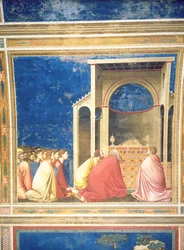 Die Freier der Jungfrau beten vor den Stäben im Tempel, um 1305 (Detail)